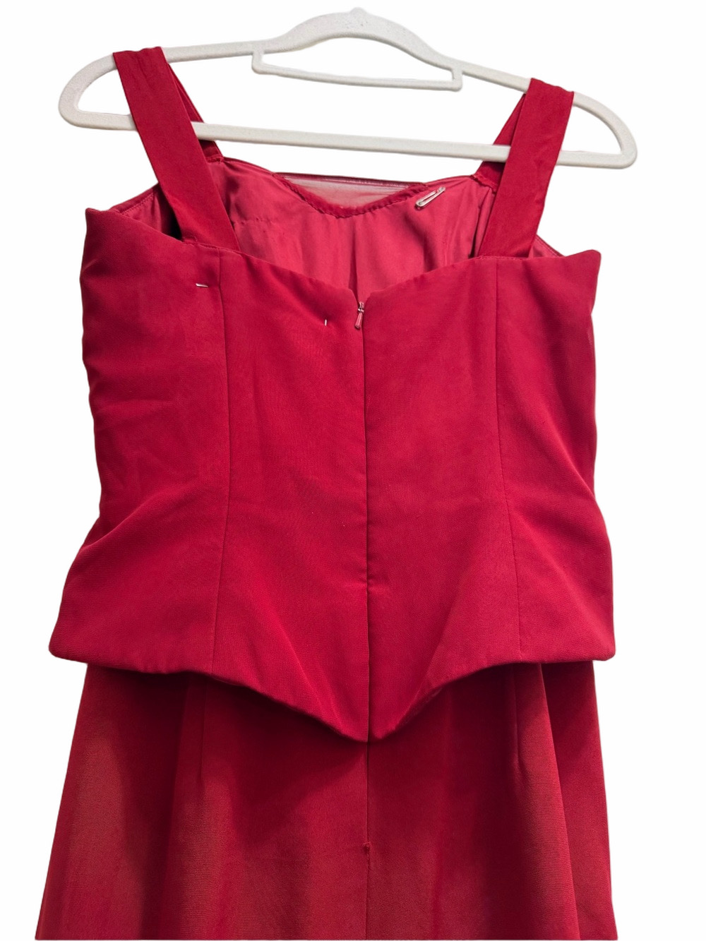 Mac Duggal Red Dress With Cropped Jacket Size 6 W/ Detailed Embroidered Roses - Picture 6 of 16